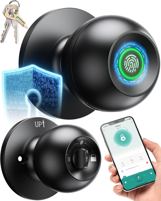 Smart biometric door lock with app control, perfect for bedrooms, offices, and apartments. Features emergency charging via Type-C port.