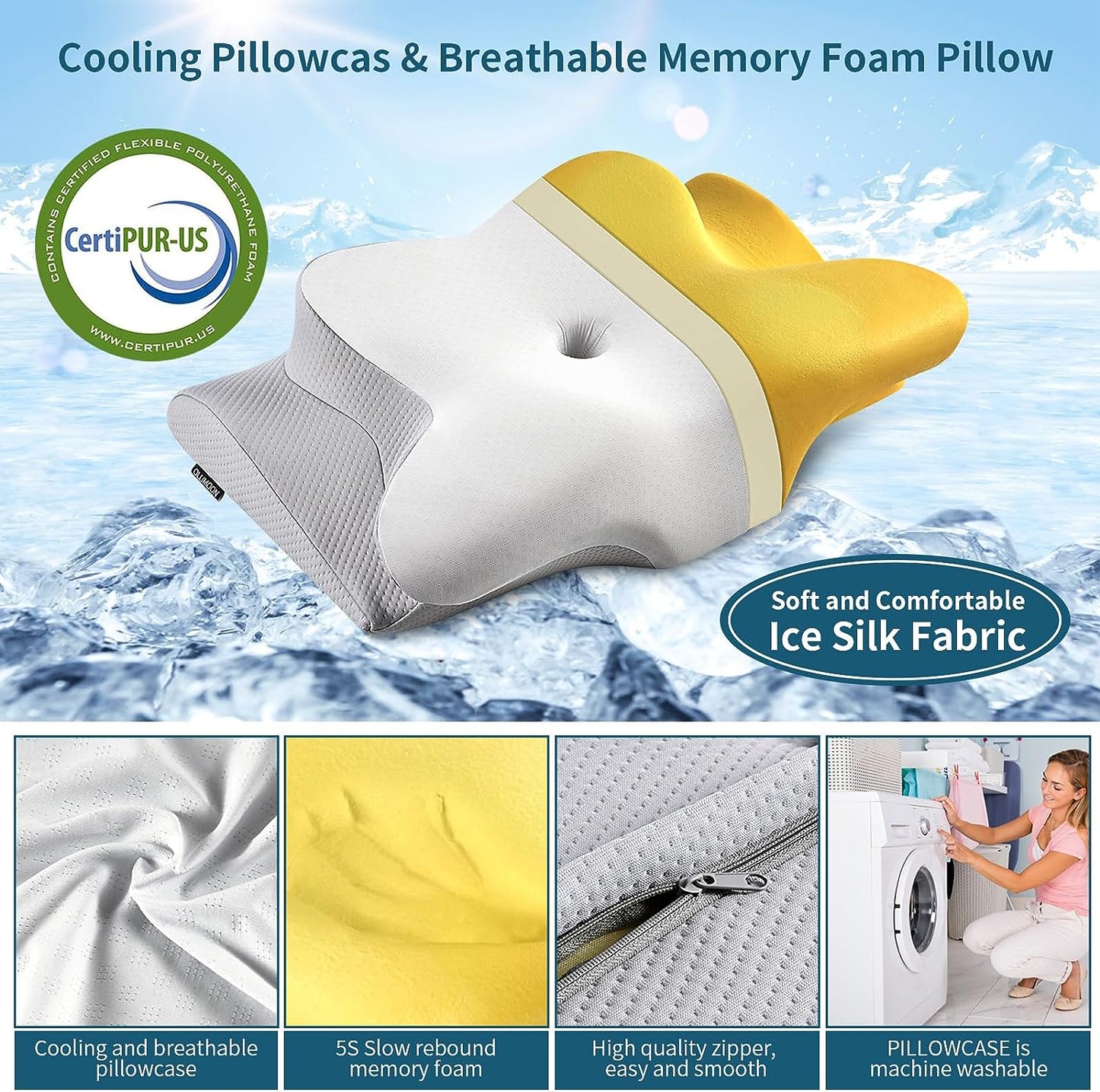 Neck pillows made of cervical memory foam offer relief from discomfort, such as shoulder and neck pain experienced during sleep, helping to improve sleep quality.". 